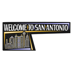 San Antonio Skyline Landmark Flag Sticker Emblem Badge Travel Souvenir Illustration