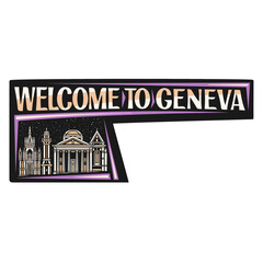 Geneva Skyline Landmark Flag Sticker Emblem Badge Travel Souvenir Illustration