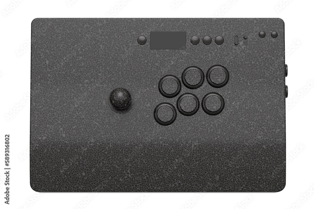 Poster vintage arcade stick with joystick with mosaic seamless pattern on white