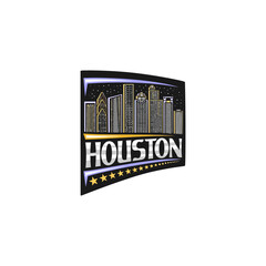 Houston Skyline Landmark Flag Sticker Emblem Badge Travel Souvenir Illustration
