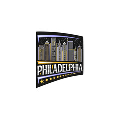 Philadelphia Skyline Landmark Flag Sticker Emblem Badge Travel Souvenir Illustration