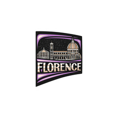 Florence Skyline Landmark Flag Sticker Emblem Badge Travel Souvenir Illustration