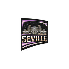 Seville Skyline Landmark Flag Sticker Emblem Badge Travel Souvenir Illustration