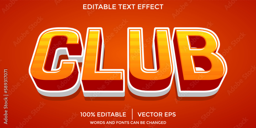 Poster editable vector club text effect