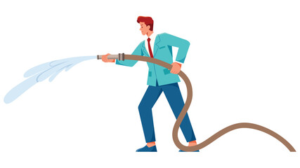 Businessman with Fire Hose