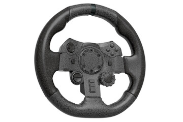 Realistic steering wheel with mosaic seamless pattern on white background