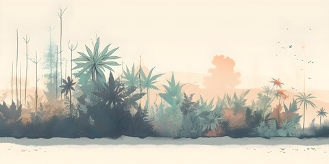 Beautiful nature forest tree landscape background created with generative AI