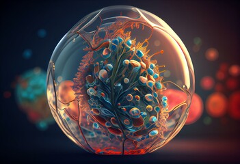 3d render biological cell. Generative AI