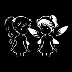 Fairies | Minimalist and Simple Silhouette - Vector illustration