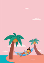 Freelancer Woman on Hammock Vertical