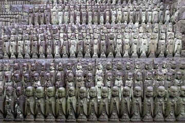 View of hundreds of small statues of the Jizo Bodhisattva at Hase Temple in Kamakura