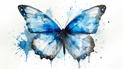 Obraz na płótnie Canvas Beautiful blue watercolor abstract translucent butte Generative AI