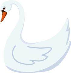 White swan illustration. Cartoon animal. Flat design.