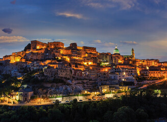 Night Ragusa town view, Sicily, Italy
