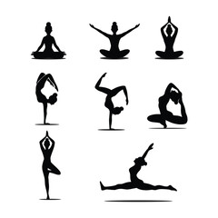 yoga silhouettes set
