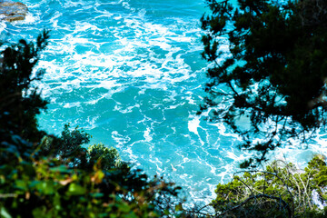 mediterranean sea coast tourism with sea swell after storm surge