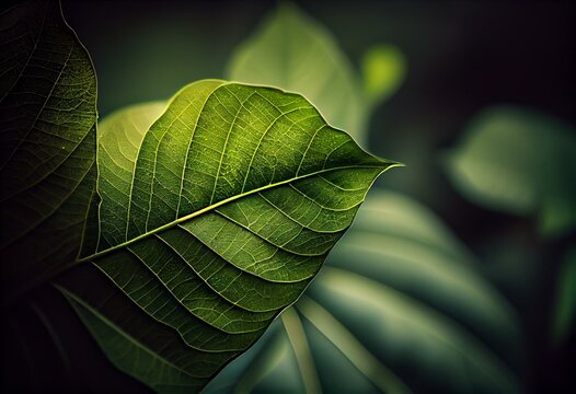 Green leaf background Blurred leaves, circular bokeh, abstract from beautiful leaves, green nature concepts and for design images and computer screens. Generative AI