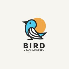 Bird logo design with simple color and line style