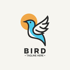 Fototapeta na wymiar Bird logo design with simple color and line style