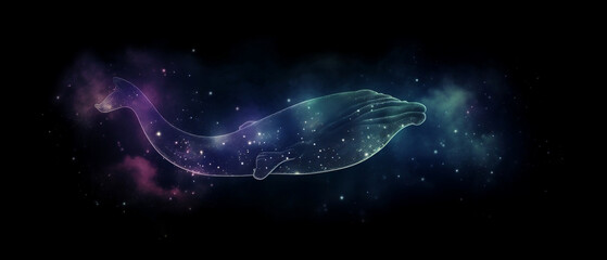 Naklejka na ściany i meble Nebula Whale, Stars Background Texture