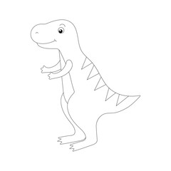 Coloring page. Cheerful dinosaur on a white background. Black and white illustration.