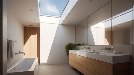 Modern Minimalist Bathroom Interior with Sleek Design Elements Generative AI	