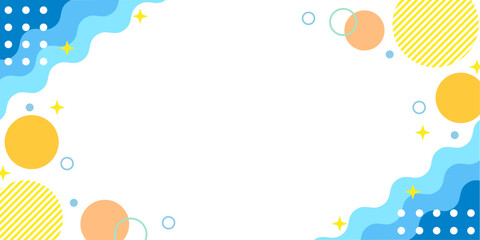 トロピカルなウェーブ背景素材（メンフィス　フレーム　バナー　見出し　タイトル　ポップ　セール　海　夏）