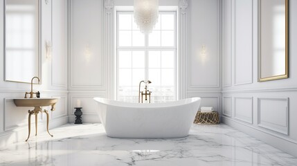 Fototapeta na wymiar Ultra Luxury Bathroom Interior with Elegant Design and High-End Amenities Generative AI 