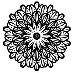 Flower symmetrical hand drawn illustration in black color 