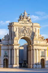Arco da Rua Augusta, the triumphal arch on Praça do Comércio (commerce square) , Lisbon, Portugal