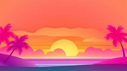 Fototapeta na wymiar Generative AI sunset on the beach