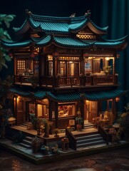 Fototapeta premium Small china tea house. Generative AI.