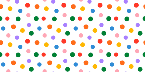 Foto op Canvas Fun colorful circle doodle seamless pattern. Creative minimalist style art background for children or trendy design with polka dot. Simple childish party backdrop. © Dedraw Studio