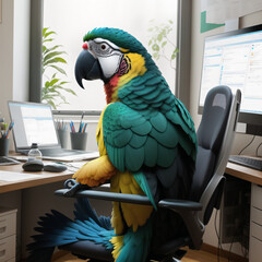 Parrot working as office Employee