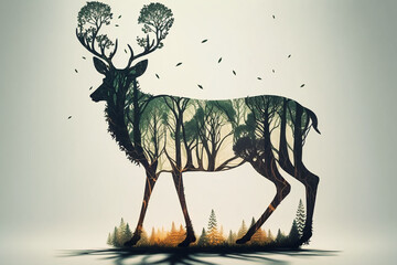 Forest in a deer