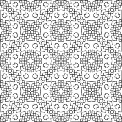 Stylish texture with figures from lines.Abstract geometric black and white pattern for web page, textures, card, poster, fabric, textile. Monochrome graphic repeating design. 