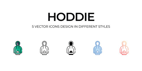 Hoddie Icon Design in Five style with Editable Stroke. Line, Solid, Flat Line, Duo Tone Color, and Color Gradient Line. Suitable for Web Page, Mobile App, UI, UX and GUI design.