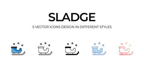Sleigh Icon Design in Five style with Editable Stroke. Line, Solid, Flat Line, Duo Tone Color, and Color Gradient Line. Suitable for Web Page, Mobile App, UI, UX and GUI design.