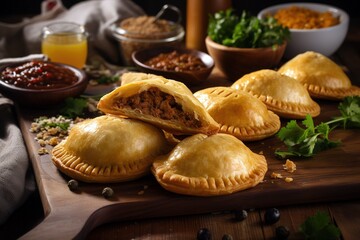 Traditional Argentinian empanadas. Gourmet food photography. Generative AI