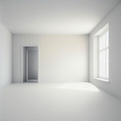 Image of an empty room with a white background, Generative Ai
