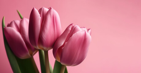 Valentine's day/ Mother's Day/ Women's Day card with a 
Spring tulip flowers. Generative AI