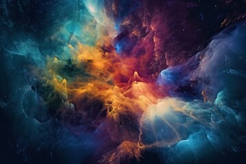 Exploring a Multicolored Nebula: A Journey Through the Universe's Cosmic Skies. Generative AI