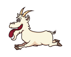 Crazy Goat with Sticking Its Tongue Out Gesture visualized with Simple Illustration