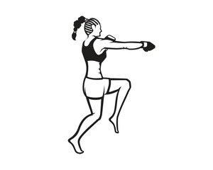 MMA or Kickboxing Woman Fighter Illustration visualized with Silhouette