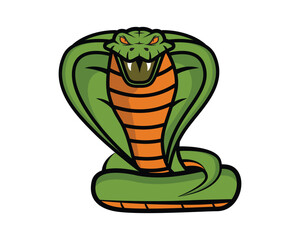 Green Snake Front View visualized with Simple Illustration