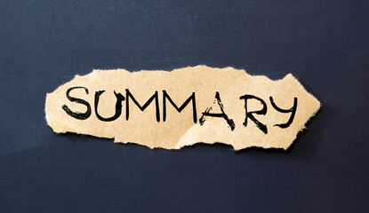 The word Summary appearing behind torn brown paper.