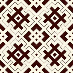 Fototapeta premium Outline seamless pattern with geometric figures. Repeated squares and rhombuses ornamental abstract background.