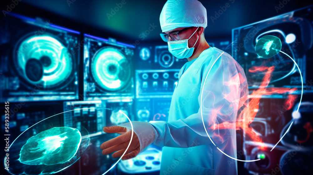 Aufkleber doctor utilizing advanced surgical robotics for precision.