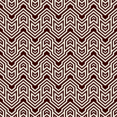Seamless surface pattern design with arrows and pointers. Repeated chevrons wallpaper. Zigzag lines.