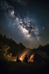 Exploring the Universe Together: Awe-Inspiring Bonding Midnight Under the Starry Sky, Generative AI